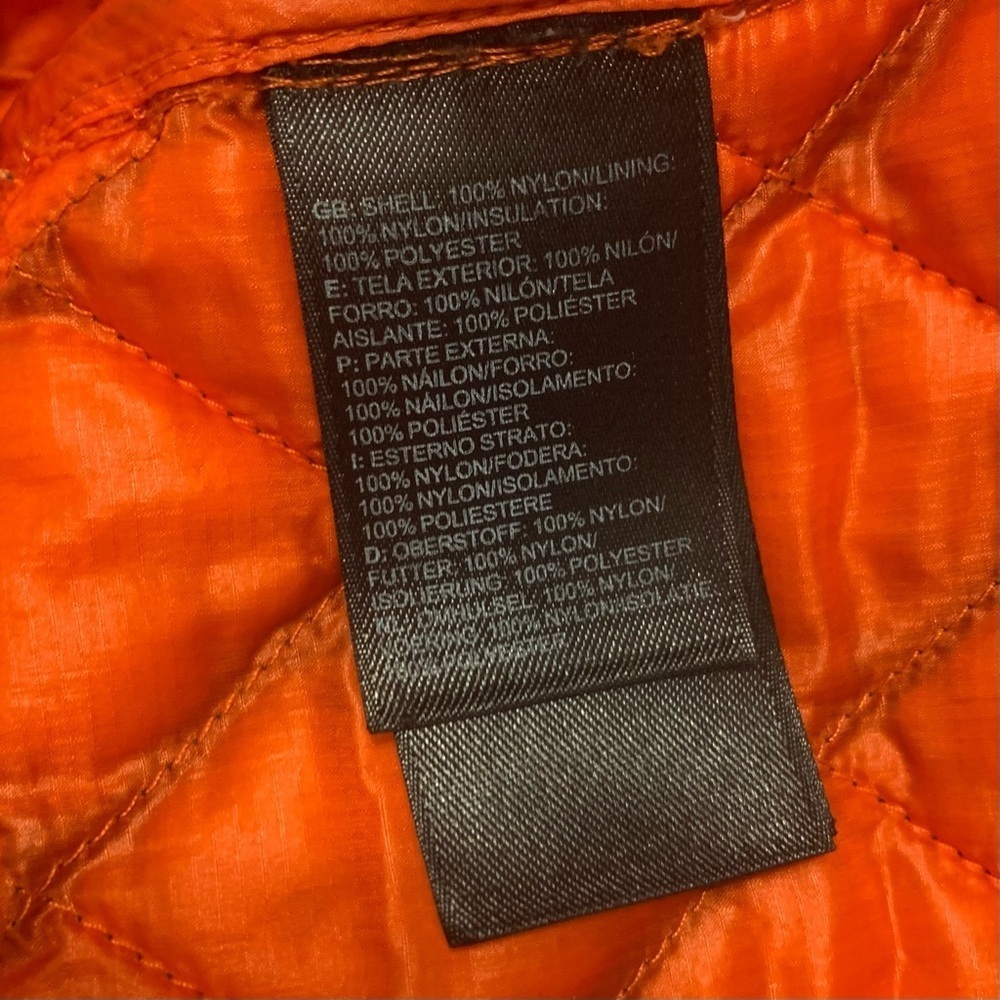 THE NORTH FACE Thermoball Quilted Puffer Jacket Coat, Navy Blue and Orange - Picture 7 of 8